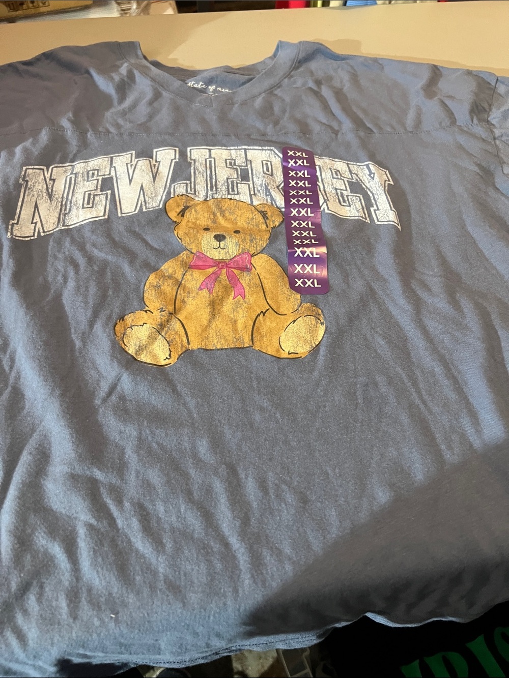 State of Mind Blue Tee with Teddy Bear Graphic